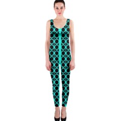 Circles Lines Black Green One Piece Catsuit by BrightVibesDesign