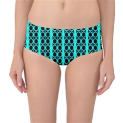 Circles Lines Black Green Mid-waist Bikini Bottoms by BrightVibesDesign