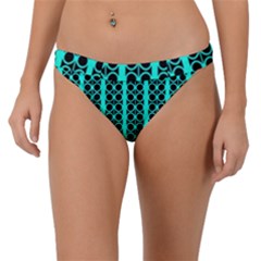 Circles Lines Black Green Band Bikini Bottom by BrightVibesDesign