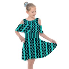 Circles Lines Black Green Kids  Shoulder Cutout Chiffon Dress by BrightVibesDesign