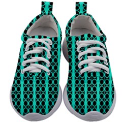 Circles Lines Black Green Kids Athletic Shoes by BrightVibesDesign