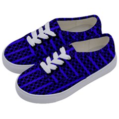 Circles Lines Black Blue Kids  Classic Low Top Sneakers by BrightVibesDesign