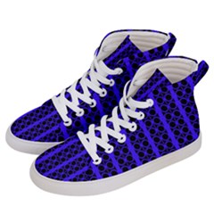 Circles Lines Black Blue Men s Hi-top Skate Sneakers by BrightVibesDesign