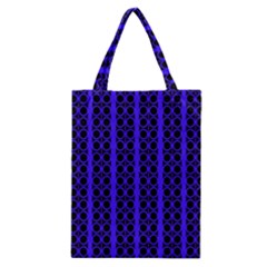 Circles Lines Black Blue Classic Tote Bag by BrightVibesDesign