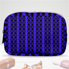 Circles Lines Black Blue Make Up Pouch (small) by BrightVibesDesign