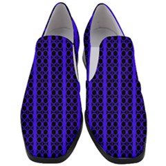 Circles Lines Black Blue Women Slip On Heel Loafers by BrightVibesDesign