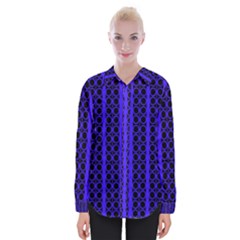 Circles Lines Black Blue Womens Long Sleeve Shirt