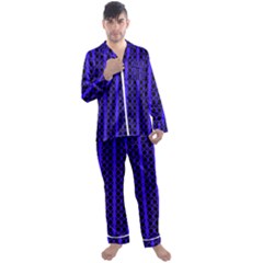 Circles Lines Black Blue Men s Satin Pajamas Long Pants Set by BrightVibesDesign