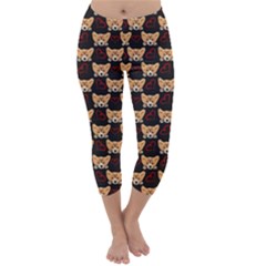 Welsh Corgi Cartoon Face Charcoal Capri Winter Leggings 