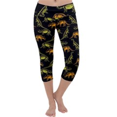 X-ray Dinosaur Black Capri Yoga Leggings by trulycreative