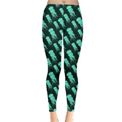 Cute Cartoon Jellyfish Green Leggings  by trulycreative