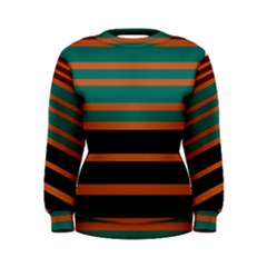 Black Stripes Orange Brown Teal Women s Sweatshirt by BrightVibesDesign