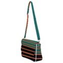 Black Stripes Orange Brown Teal Shoulder Bag with Back Zipper View2