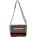 Black Stripes Orange Brown Teal Shoulder Bag with Back Zipper View3