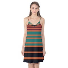 Black Stripes Orange Brown Teal Camis Nightgown by BrightVibesDesign