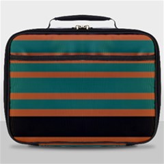 Black Stripes Orange Brown Teal Full Print Lunch Bag by BrightVibesDesign