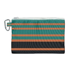 Black Stripes Orange Brown Teal Canvas Cosmetic Bag (large) by BrightVibesDesign