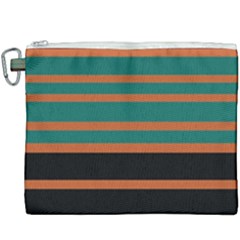 Black Stripes Orange Brown Teal Canvas Cosmetic Bag (xxxl) by BrightVibesDesign