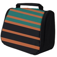 Black Stripes Orange Brown Teal Full Print Travel Pouch (big) by BrightVibesDesign