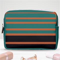 Black Stripes Orange Brown Teal Make Up Pouch (medium) by BrightVibesDesign