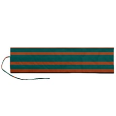 Black Stripes Orange Brown Teal Roll Up Canvas Pencil Holder (l) by BrightVibesDesign