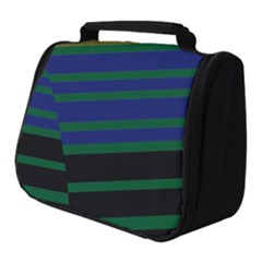 Black Stripes Green Olive Blue Full Print Travel Pouch (small) by BrightVibesDesign