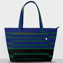 Black Stripes Green Olive Blue Back Pocket Shoulder Bag  by BrightVibesDesign