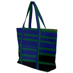 Black Stripes Green Olive Blue Zip Up Canvas Bag by BrightVibesDesign