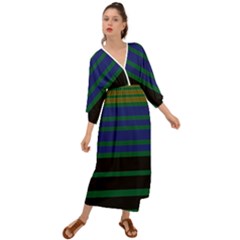 Black Stripes Green Olive Blue Grecian Style  Maxi Dress by BrightVibesDesign