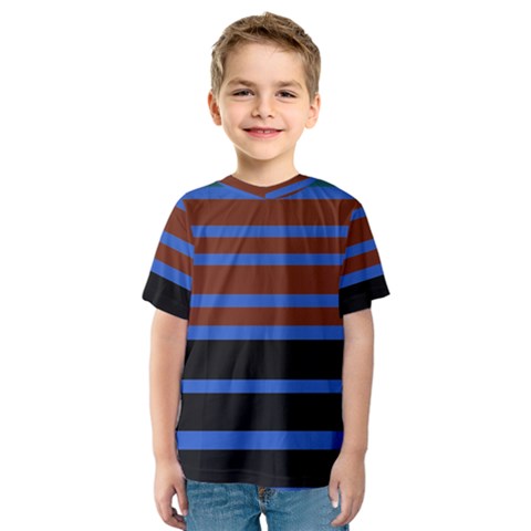 Black Stripes Blue Green Orange Kids  Sport Mesh Tee by BrightVibesDesign