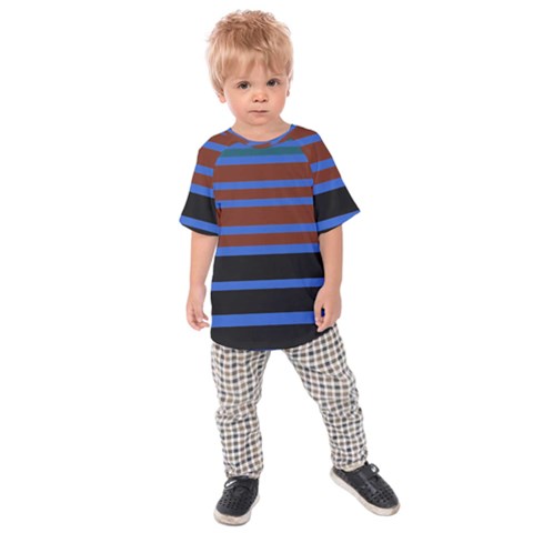 Black Stripes Blue Green Orange Kids  Raglan Tee by BrightVibesDesign