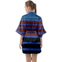 Black Stripes Blue Green Orange Half Sleeve Satin Kimono  View2