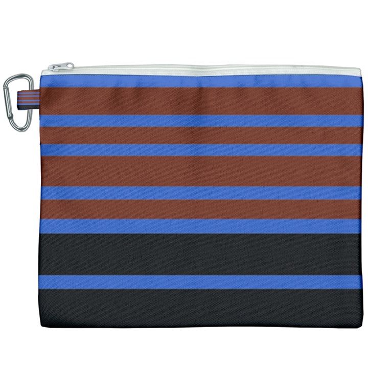 Black Stripes Blue Green Orange Canvas Cosmetic Bag (XXXL)