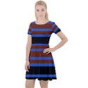 Black Stripes Blue Green Orange Cap Sleeve Velour Dress  View1