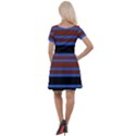 Black Stripes Blue Green Orange Cap Sleeve Velour Dress  View2