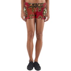 Wonderful Vintage Christmas Design Yoga Shorts by FantasyWorld7