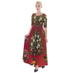 Wonderful Vintage Christmas Design Half Sleeves Maxi Dress by FantasyWorld7