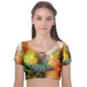 Cute Flying Fairy In The Night Velvet Short Sleeve Crop Top  View1