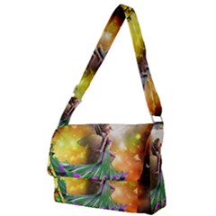 Cute Flying Fairy In The Night Full Print Messenger Bag (l)