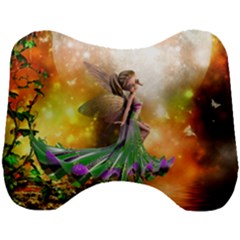 Cute Flying Fairy In The Night Head Support Cushion by FantasyWorld7