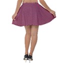 Pink and White Stripes design Velvet Skater Skirt View2