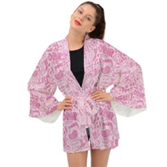 Coffee Pink Long Sleeve Kimono