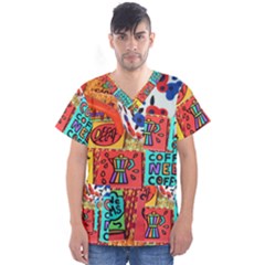 Need Coffee Men s V-neck Scrub Top