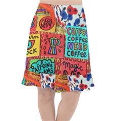 Need Coffee Fishtail Chiffon Skirt