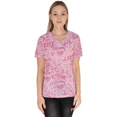 Coffee Pink Women s V-neck Scrub Top by Amoreluxe