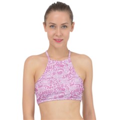 Coffee Pink Racer Front Bikini Top