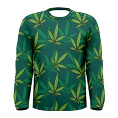 Marijuana Leaves Men s Long Sleeve Tee Green