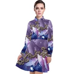 Wonderful Floral Design Long Sleeve Chiffon Shirt Dress by FantasyWorld7