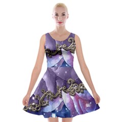 Wonderful Floral Design Velvet Skater Dress by FantasyWorld7