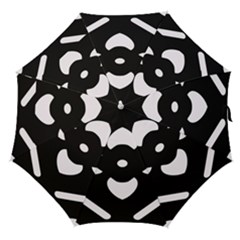 Pattern Flower Black Straight Umbrellas